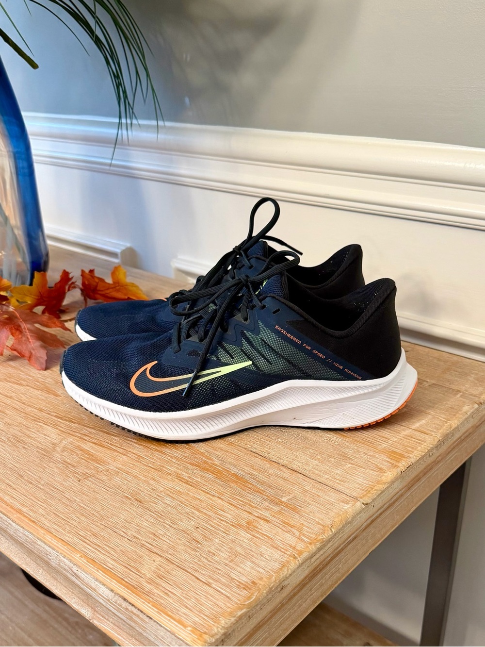 Nike Women's Navy and Orange Training Sneakers